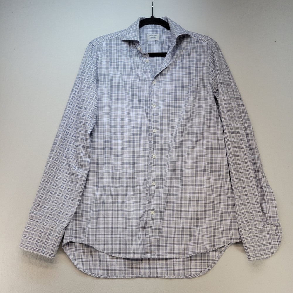 Stenströms Button Down Mens 15.5/39 Blue Plaid Fitted Twofold Stretch Shirt